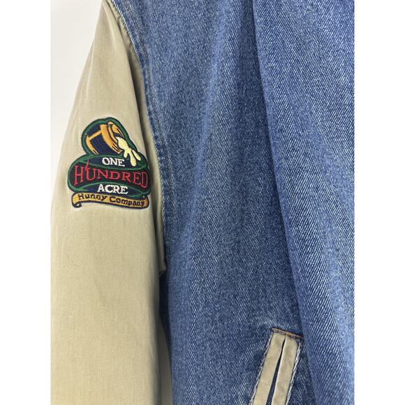 VTG Disney Store Winnie The Pooh Patch No Bother Bear Snap Denim Bomber Jacket S - Picture 15 of 16